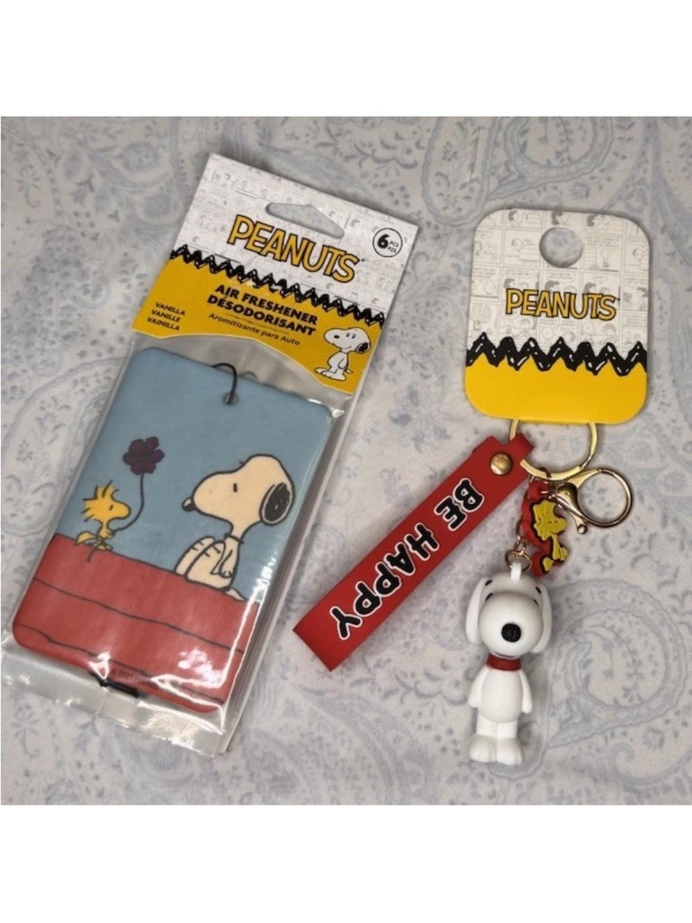 Peanuts Snoopy Keyring Wristlet and Car Air Freshener 6 Pack